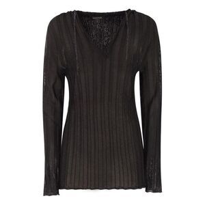 FABIANA FILIPPI Women's Ribbed Knit V-Neck Top Women BLACK Sweaters & Knitwear